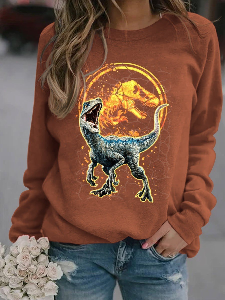 Women’S Dinosaur Graphic Long Sleeve Sweatshirt