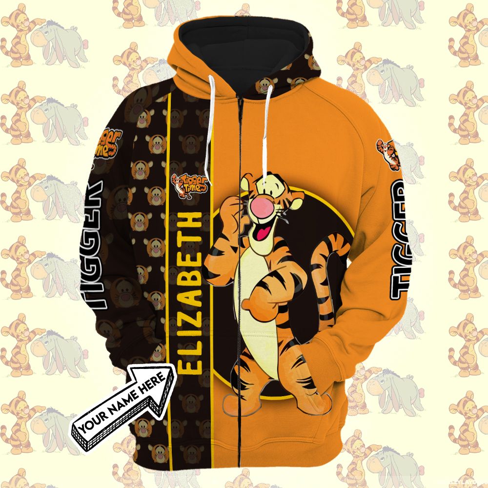 Winnie The Pooh Cartoon Tigger Hoodie All Over Printed 3D Personalized Custom Name Unisex Men Women