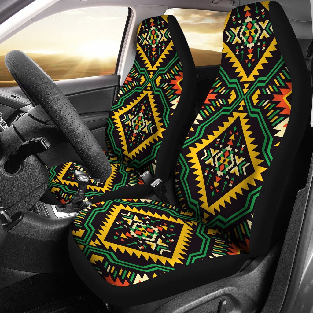 Kente Green Design African Print Car Seat Covers