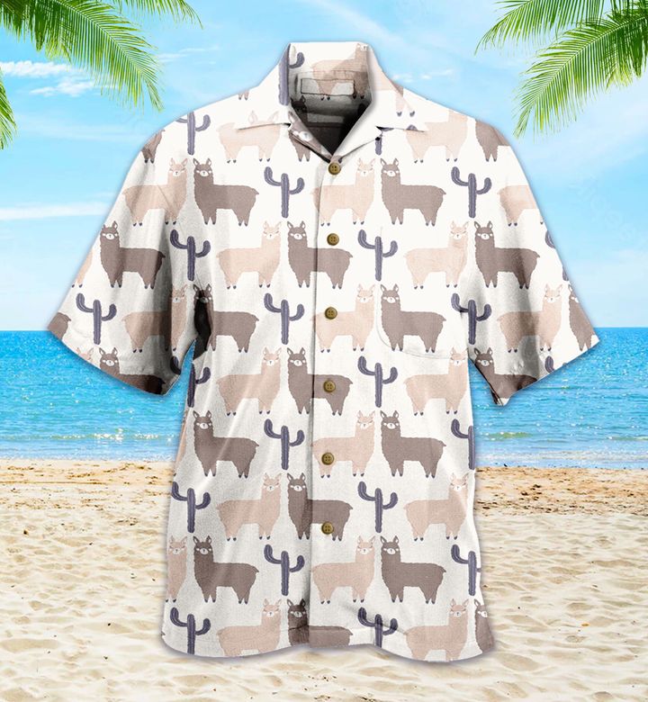 Llama Alpaca Beige Hawaii Shirt Ha29311