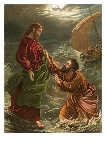 Lord, Save Me!' - Jesus walks on the water poster poster canvas