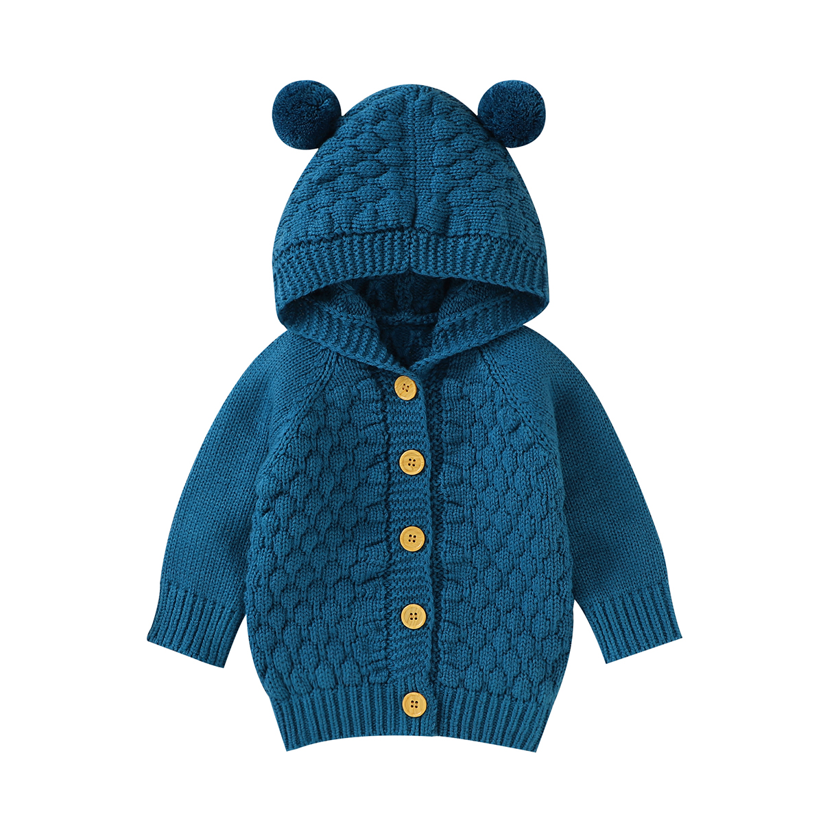 2021 Fall Autumn Winter Cute 3D Ear Toddler Boys Girls Kids Baby Sweater Hooded Knit Warm Coat Blends Outerwear alx