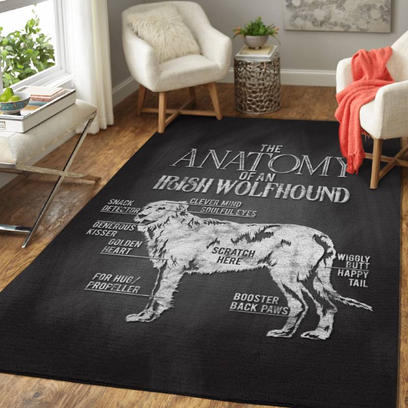 Irish Wolfhound Anatomy – Animals Area Rug Carpet