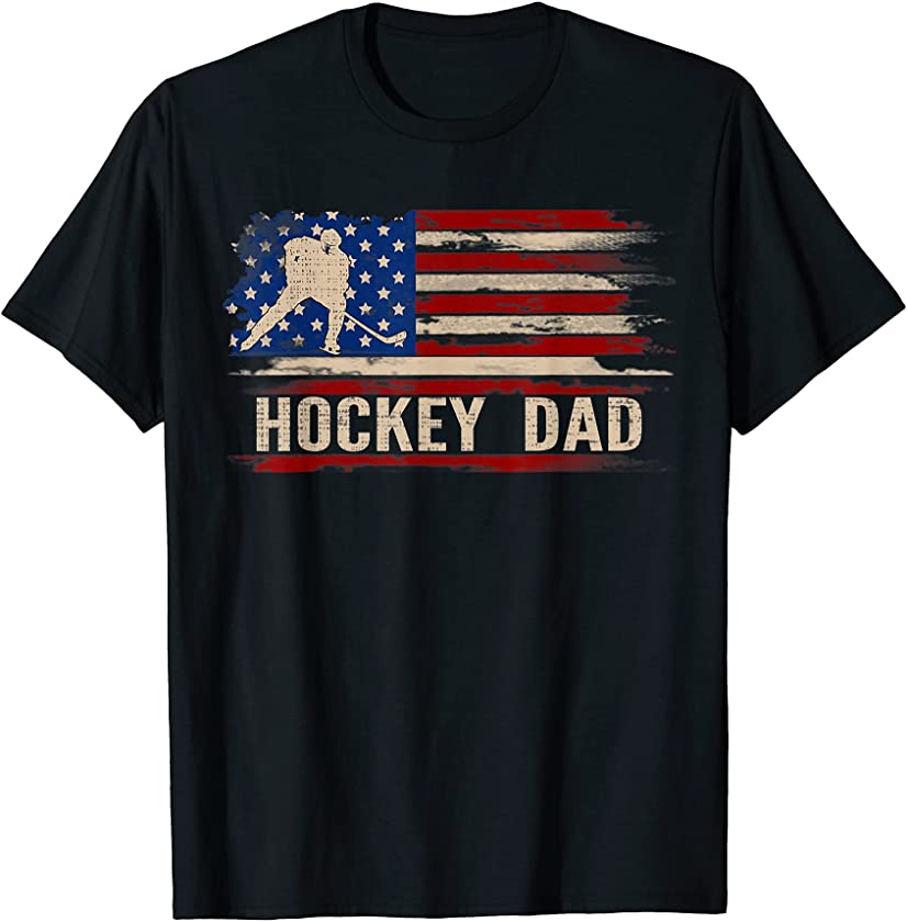 Vintage Hockey Dad American USA Flag Sports Gift T-Shirt