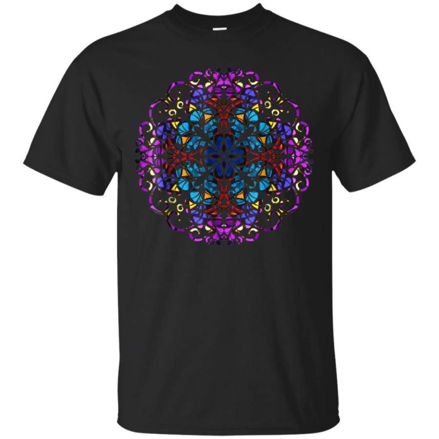 AGR Mandala Stained Glass Tshirt With Bright Rainbow Of Colors Jaq T-shirt