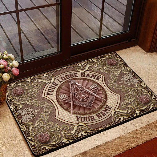 Freemason Doormat,Vintage Style Freemason Rug Custom Lodge, Custom Doormat