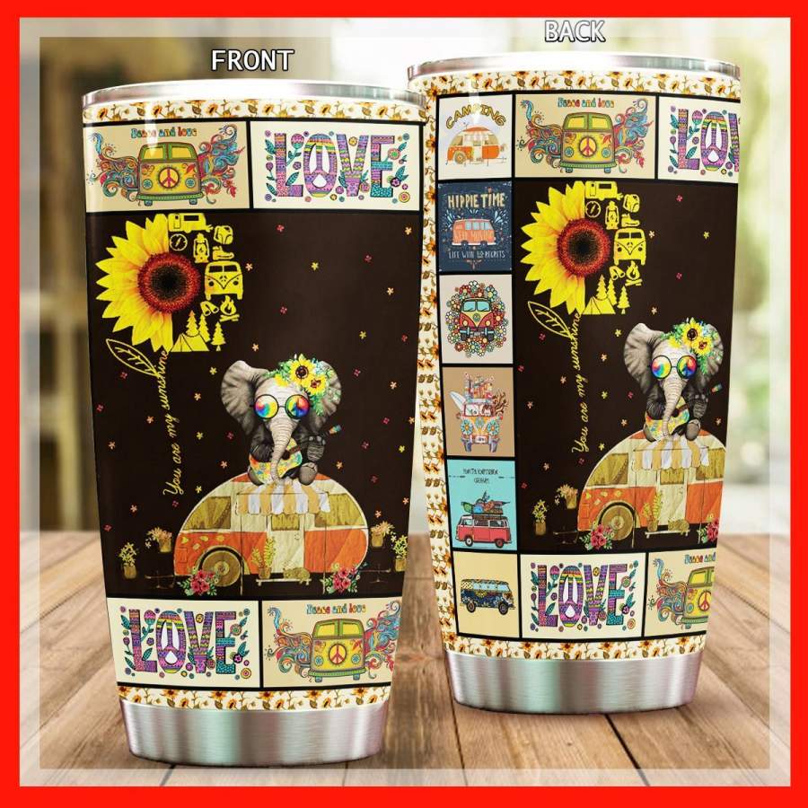 Hippie – G12002097F.Sunflower Elephant  – G70006 Insulated Stainless Steel Tumbler Cup