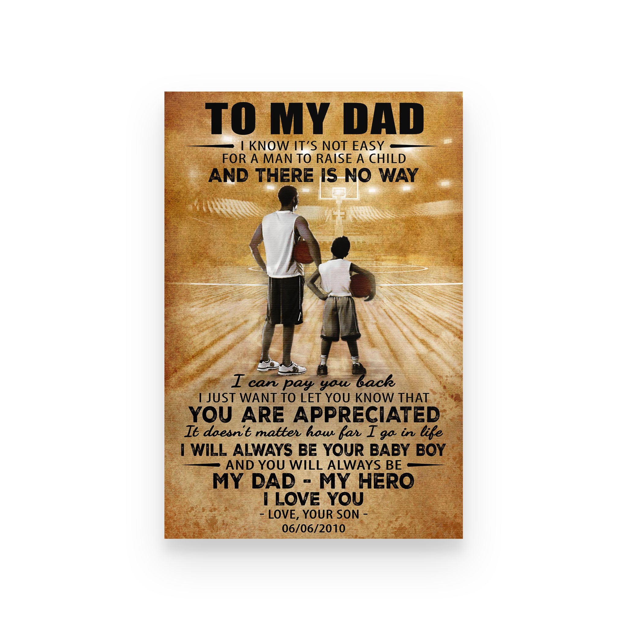 basketball poster son to dad  you are appreciated