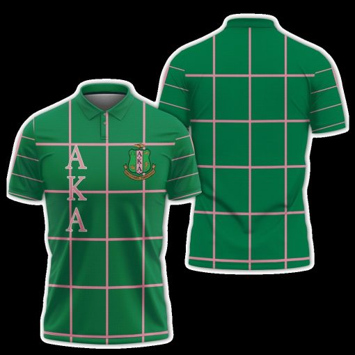 Alpha Kappa Alpha 1908 Aka Checked Green Polo Shirt