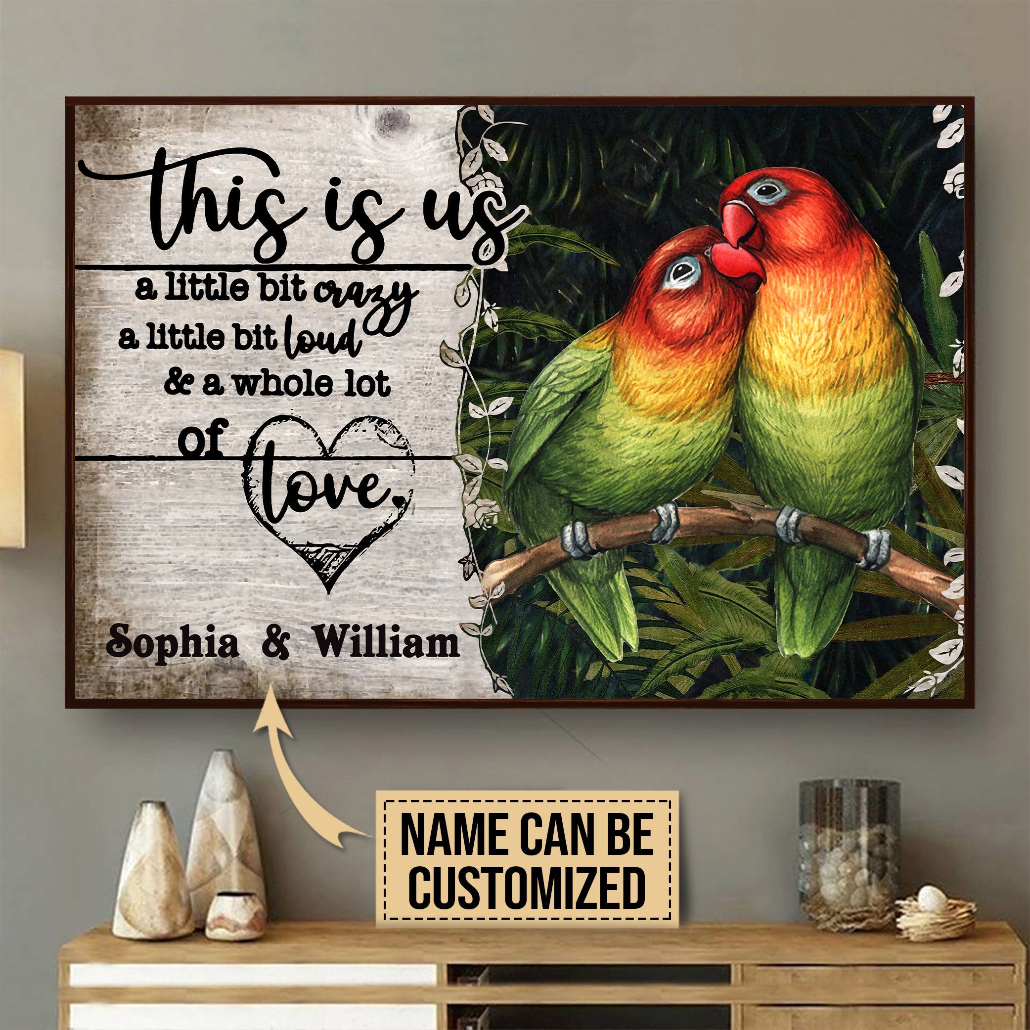 Aeticon Gifts Personalized Parrot A Little Bit Of Canvas Mom Dad Gift Home Decor