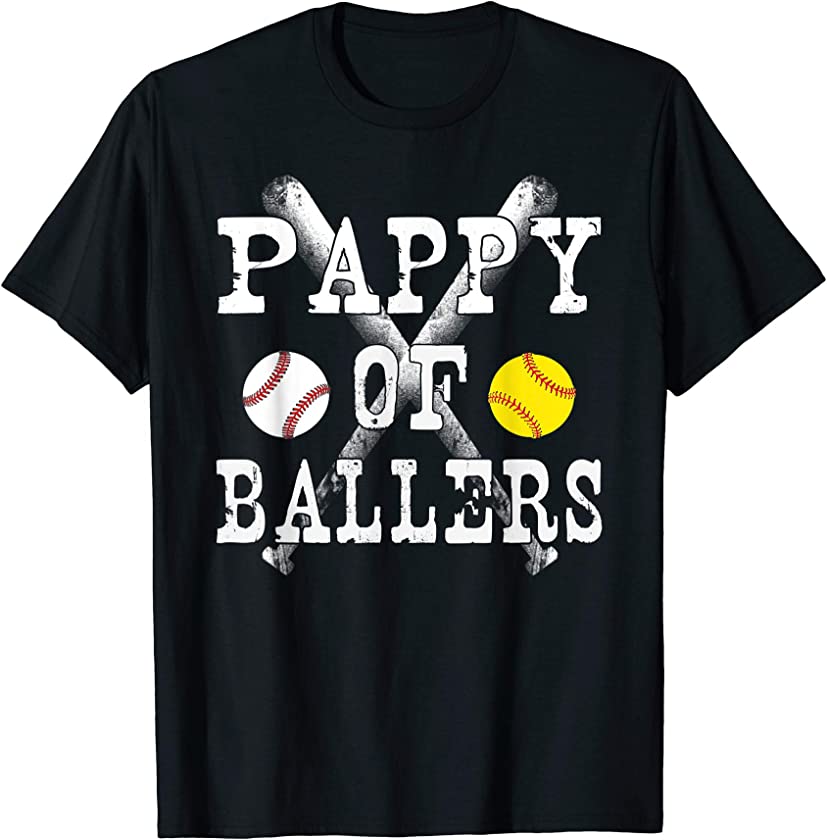 Vintage Pappy of Ballers T Shirt Funny Baseball Softball Lov