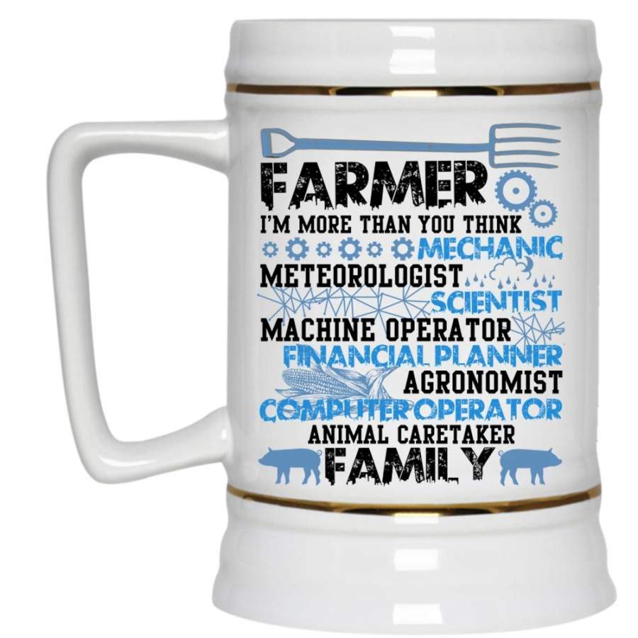 Animal Caretaker Family Beer Stein 22oz, Farmer Beer Mug