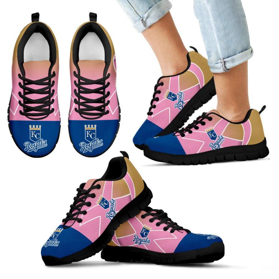 Kansas City Royals Cancer Pink Ribbon Sneakers