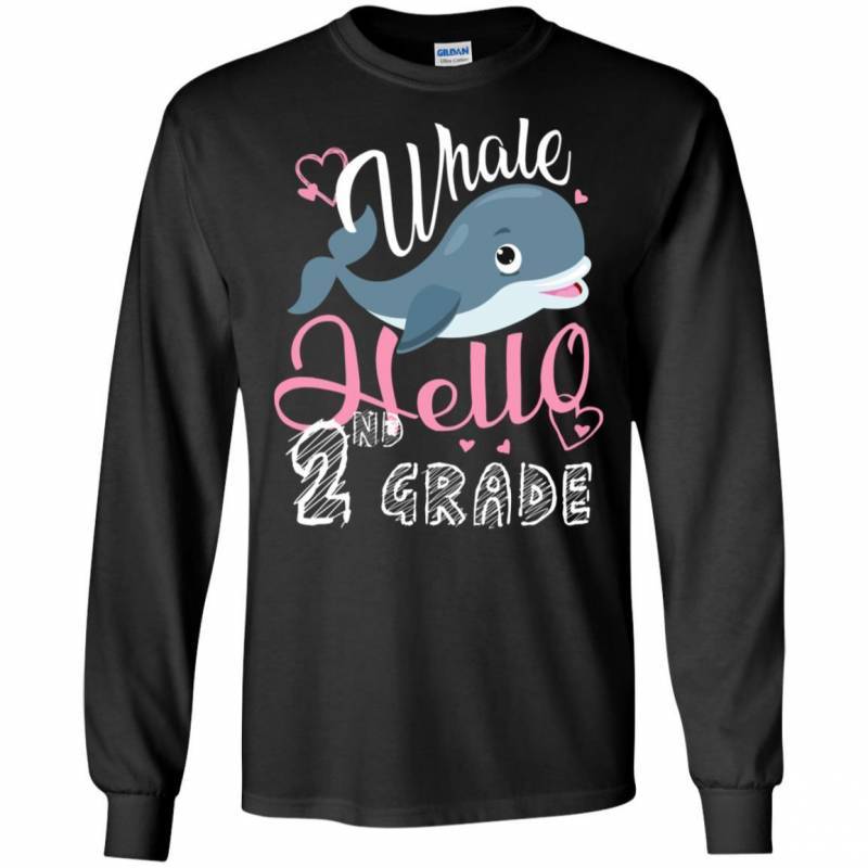 Kids Whale Hello 2Nd Grade Cute First Day Of School Novelty Long Sleeve Shirt