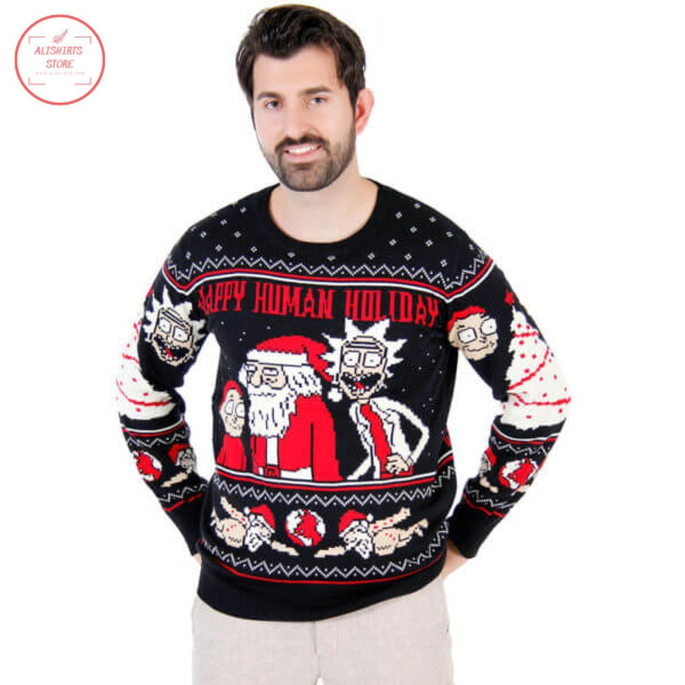 Rick And Morty Happy Human Holiday Ugly Christmas Sweater