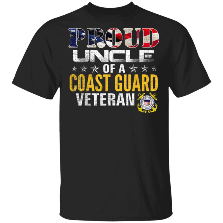 Proud Uncle Of A Coast Guard Veteran American Flag Military TShirt