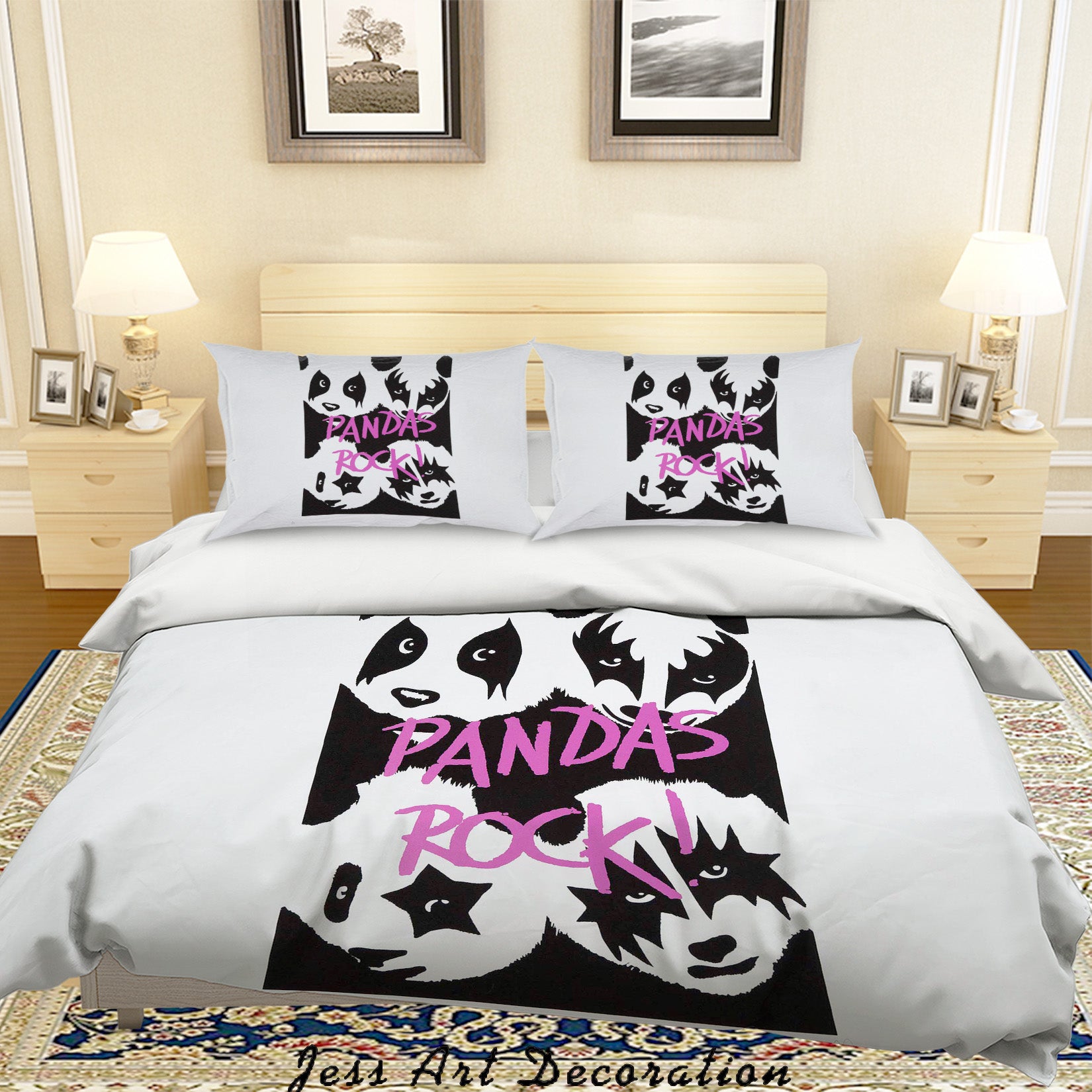 3D Graffiti Rock Panda Animal Quilt Cover Set Bedding Set Duvet Cover Pillowcases Lxl