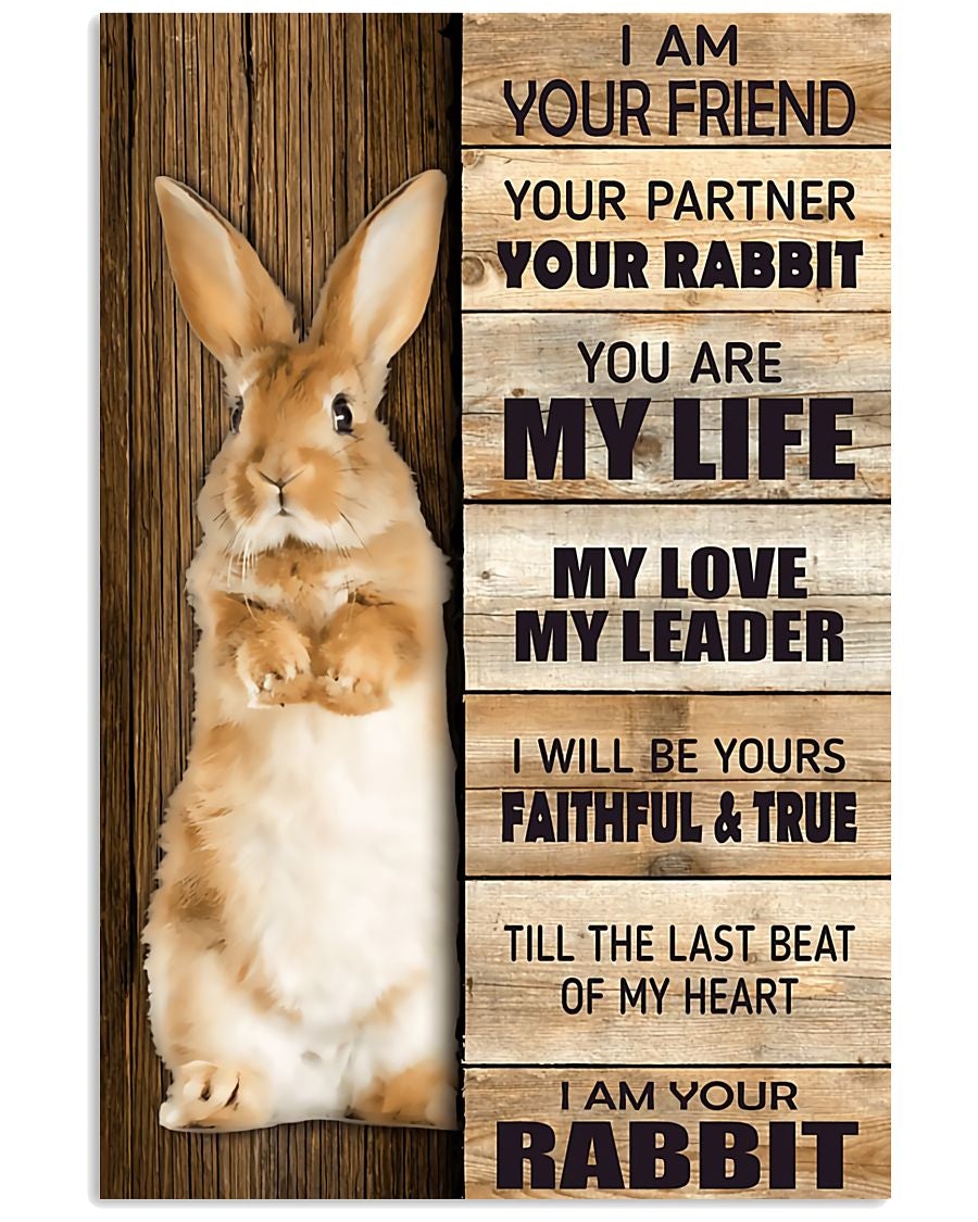 Rabbit Poster I Am Your Friend Your Partner Your Rabbit You Are My Life My Love My Leader I Will Be Your Wall Decor Decorative Home For Bedroom Gift For Friend And Relative No Frame