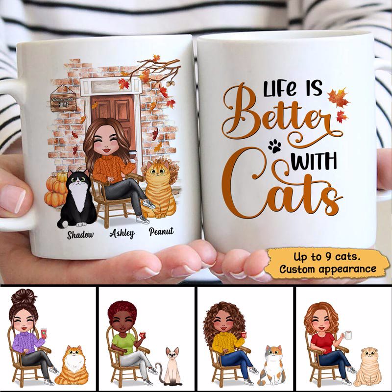 Fall Season Better Life Cat Mom Personalized Mug