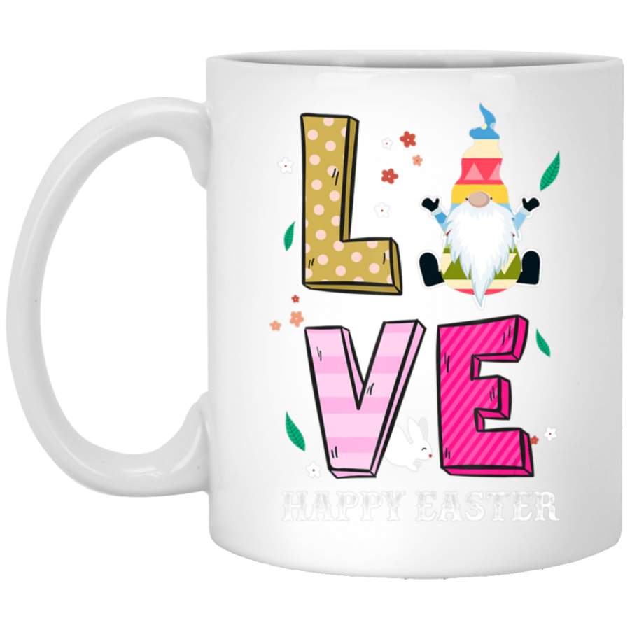 Love Nordic Gnome Costume Happy Easter Day Gift Kids 11oz 15oz White Mug Happy Easter Day Funny Colors Eggs Bunny Ears Peeps Cute