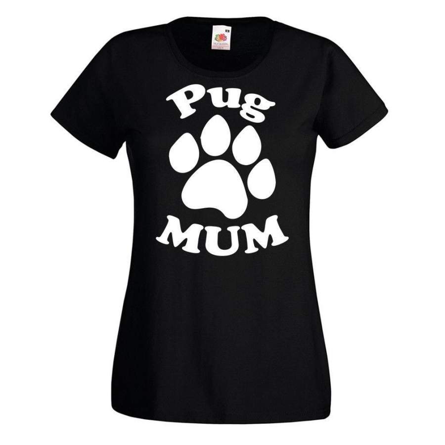 Ladies Pug Mum T Shirt Funny Womens Cute Dog Lover Puppy Birthday Christmas Gift