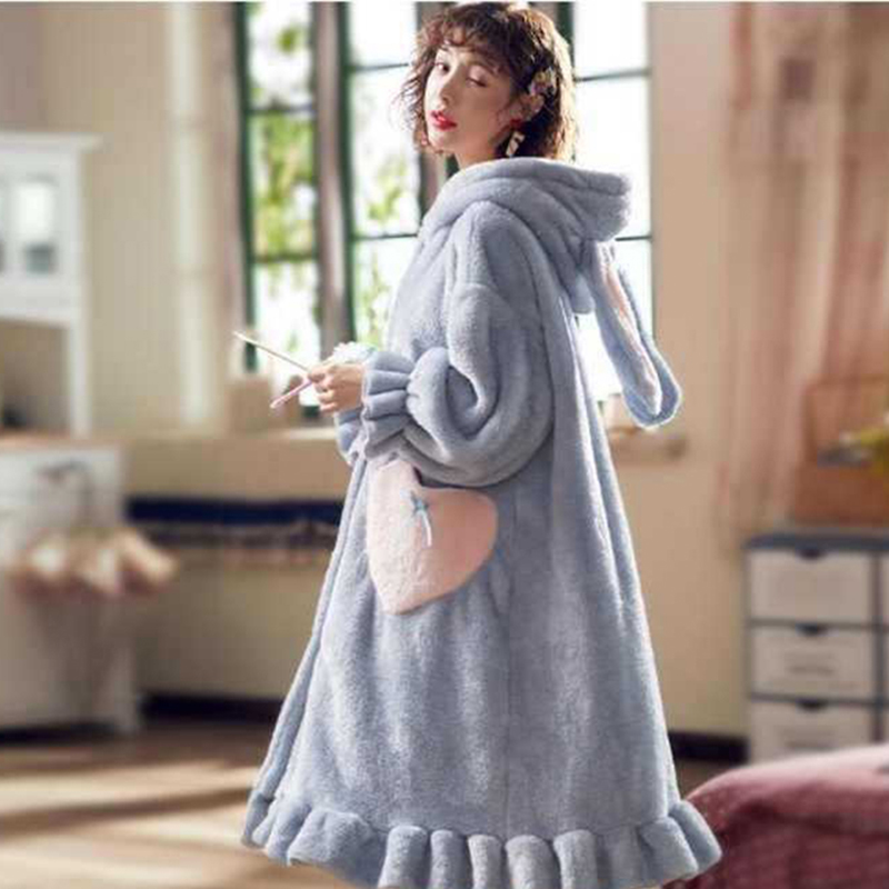 Winter Flannel Pajamas Set For Women Animal Thick Warm Sleepwear Hooded Nightgown With Pants Loose Pyjamas Suit Homewear Clothes alx