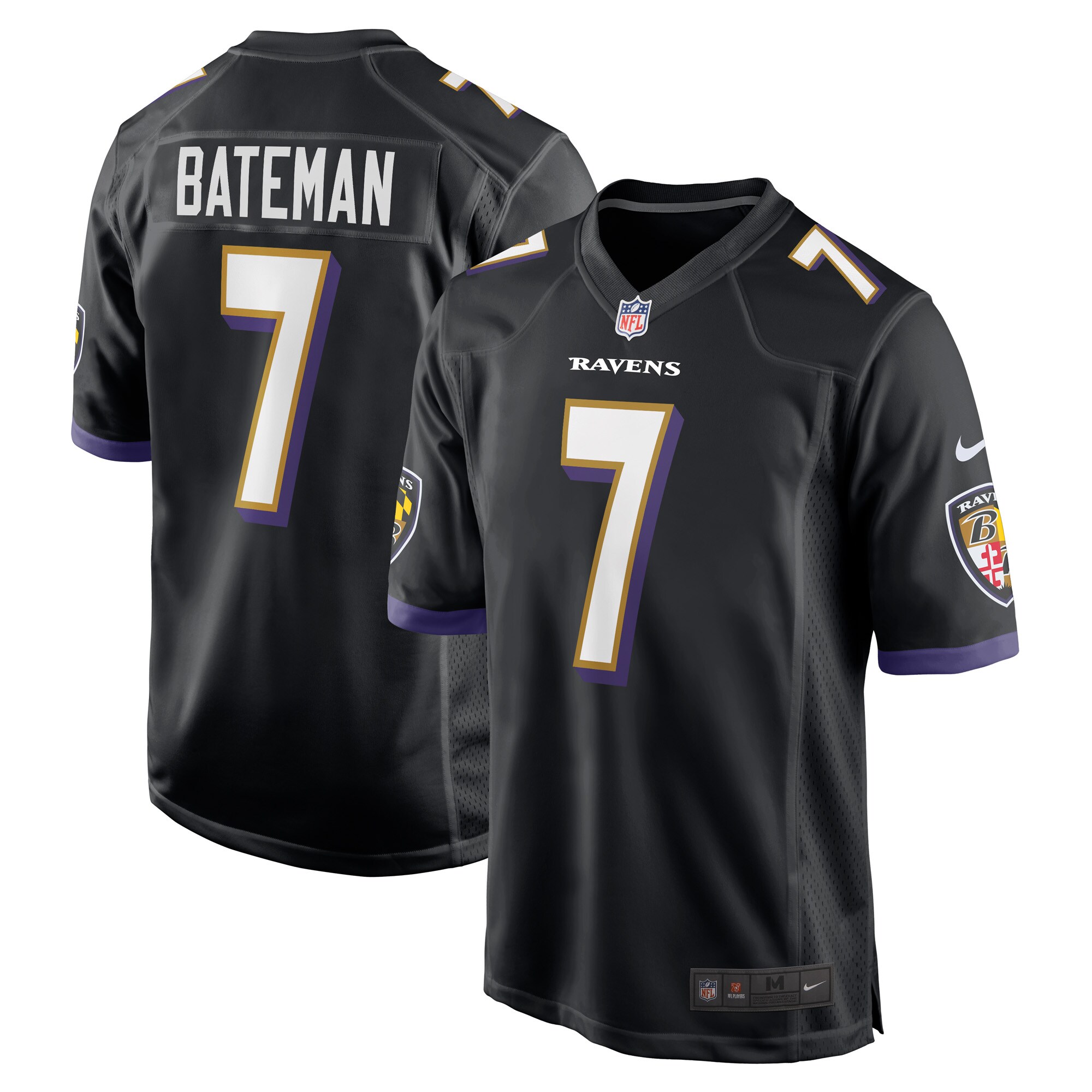 Rashod Bateman Baltimore Ravens Game Player Jersey – Black