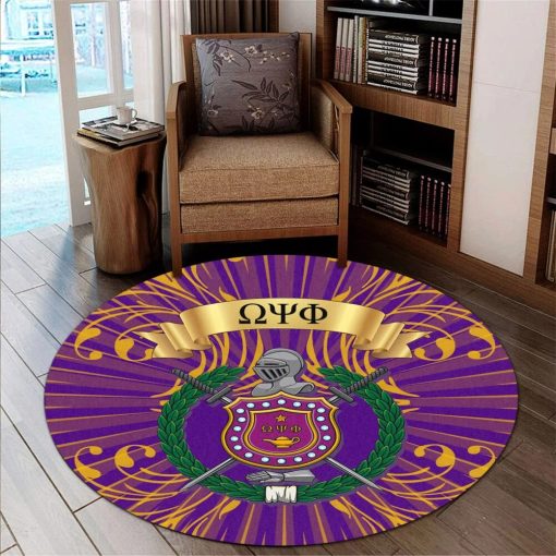 Copy Of Omega Psi Phi Round Rug – Fraternity Vintage Style Round Rug Round Carpet