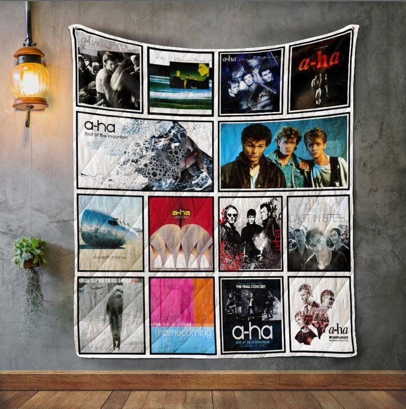 A Ha Album Covers Music Fan For Best Friend For Daughter For Son For Dad Fleece Quilt Blanket Personalized Customized Home Decor