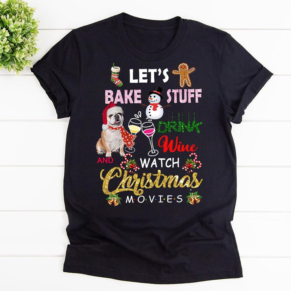 Christmas Let’S Bake Stuff Santa Hat Pug Dog Wine Watch Candy Cane Graphic Unisex T Shirt, Sweatshirt, Hoodie Size S – 5XL