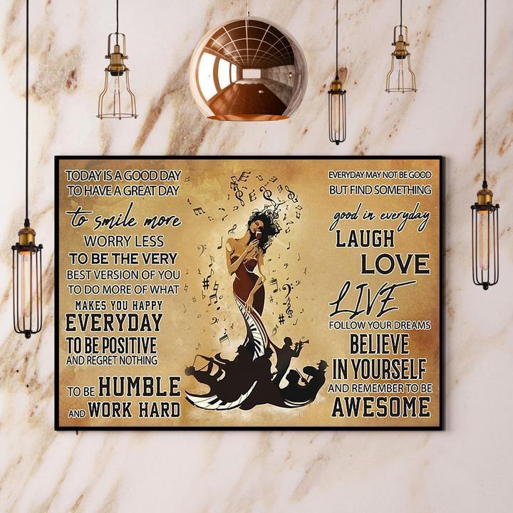 Wine Jazz Music Girl Today Is A Good Day To Have A Great Day Gift For Family Wall Art Home Decor Canvas Prints Matte Canvas