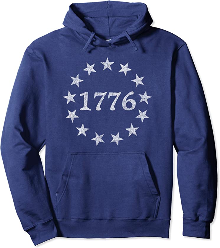 1776 13 Star Patriotic Vintage Style Pullover Hoodie