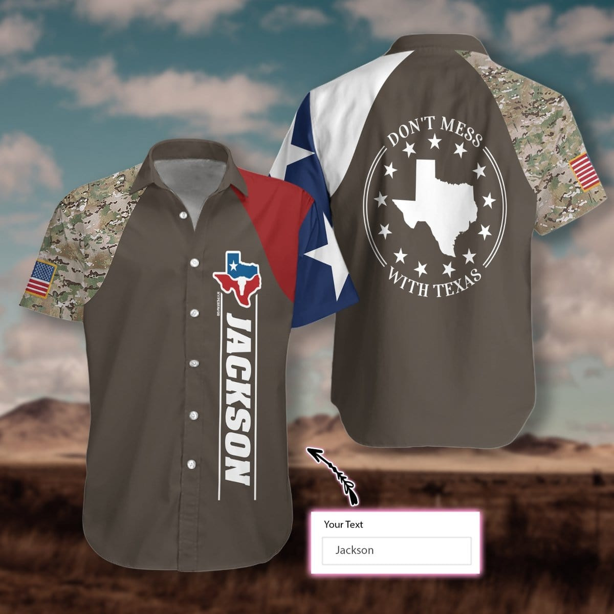 Dont Mess With Texas Flag Camo Custom Name Hawaii Aloha Shirts V Ha74742