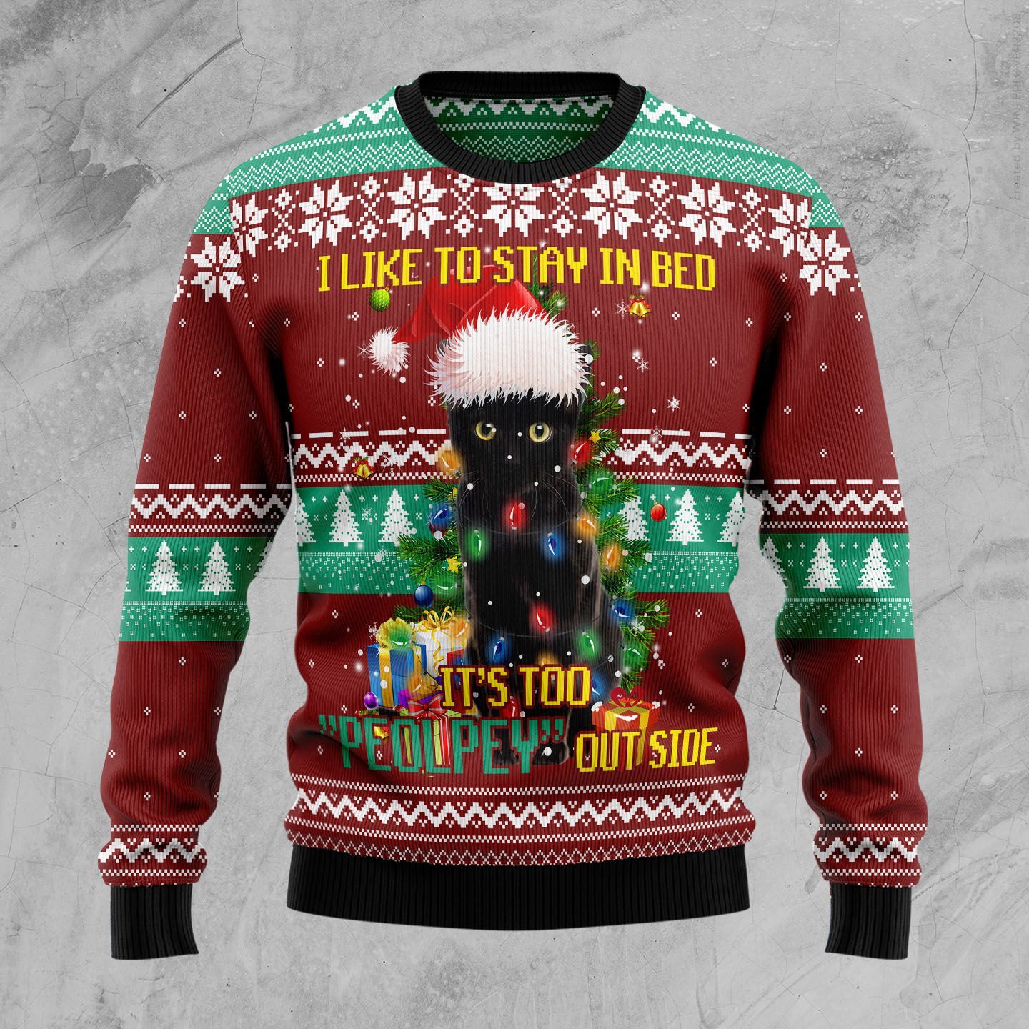 Black Cat Like Stay To In Bed Xmas Christmas Ugly Sweater