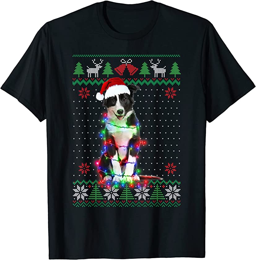 Border Collie Dog Ugly Sweater Christmas Puppy Dog Lover T-Shirt