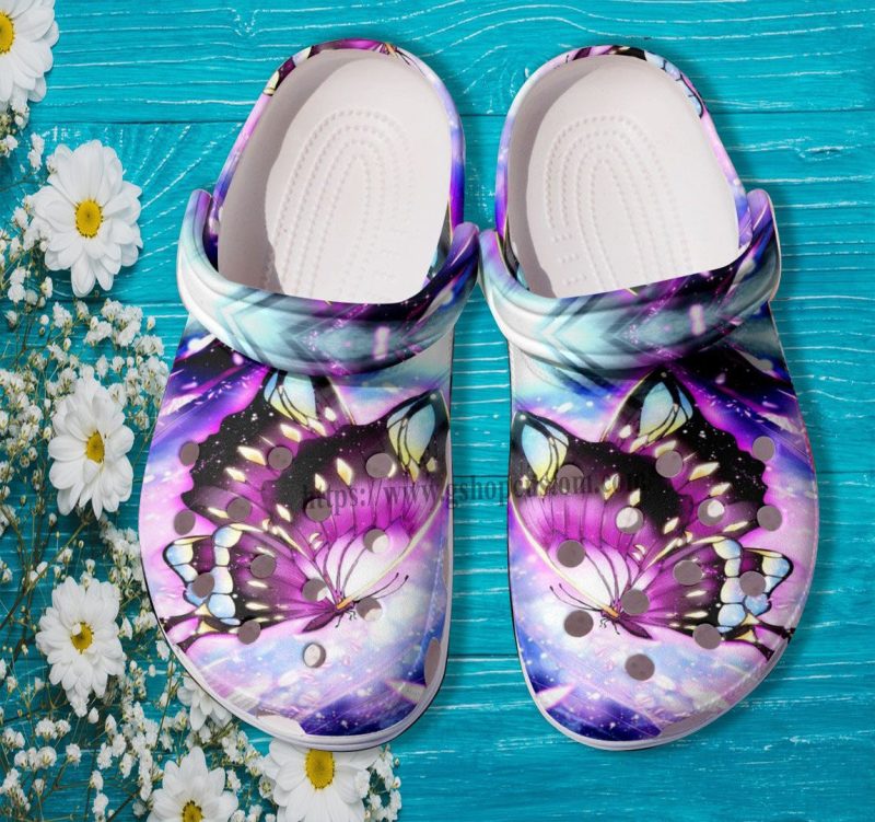 Butterfly Purple Magical Shoes Gift Birthday Women- Butterfly Daughter Shoes Croc Clogs