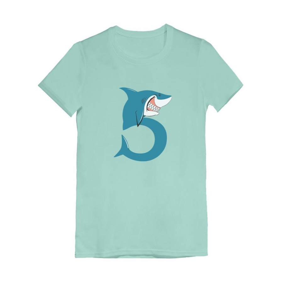 5th Birthday Shark Five Year Old Infant Girls’ Fitted T-Shirt