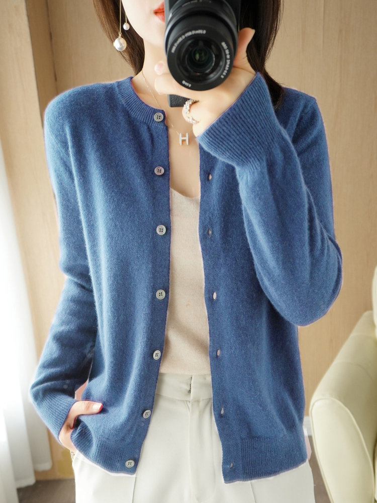 Autumn/Winter 2022 New Women’s Knitted Cardigan Round Neck Long Sleeve Sweater Comfortable And Versatile Basic Cardigan Jacket alx