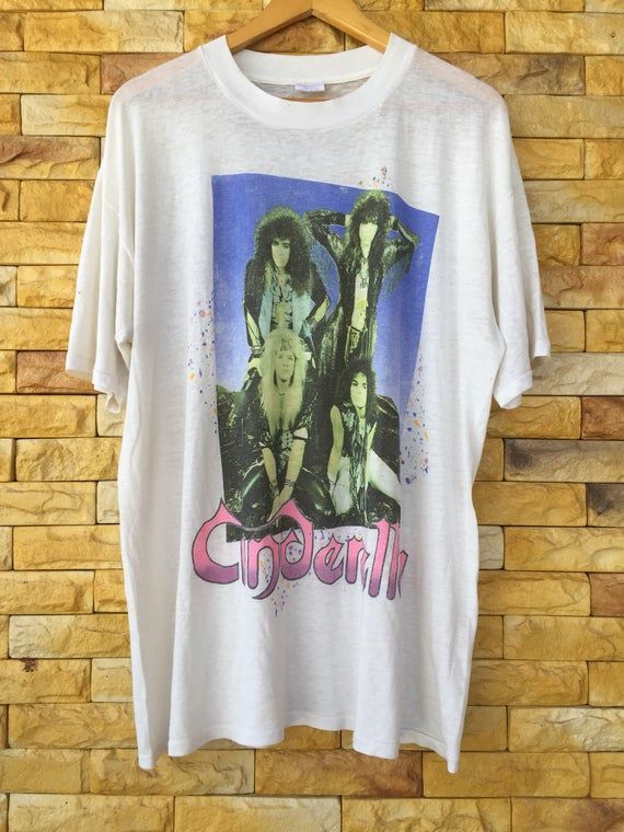 Vintage 80S Cinderella Band Shirt Xarge Size Night Song World Tour 87S Paperthin Shirt