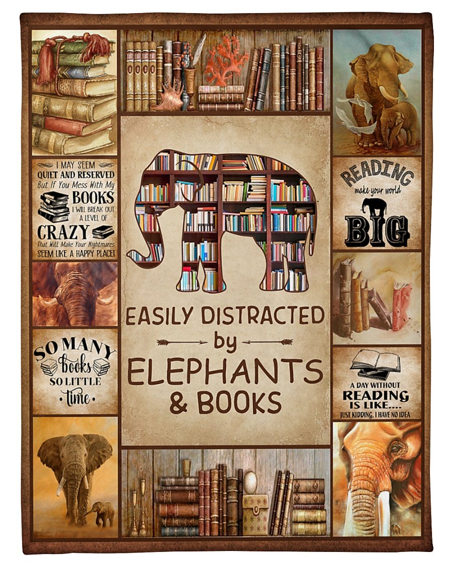 Elephants And Books, Birthday’s Gift Fleece Blanket