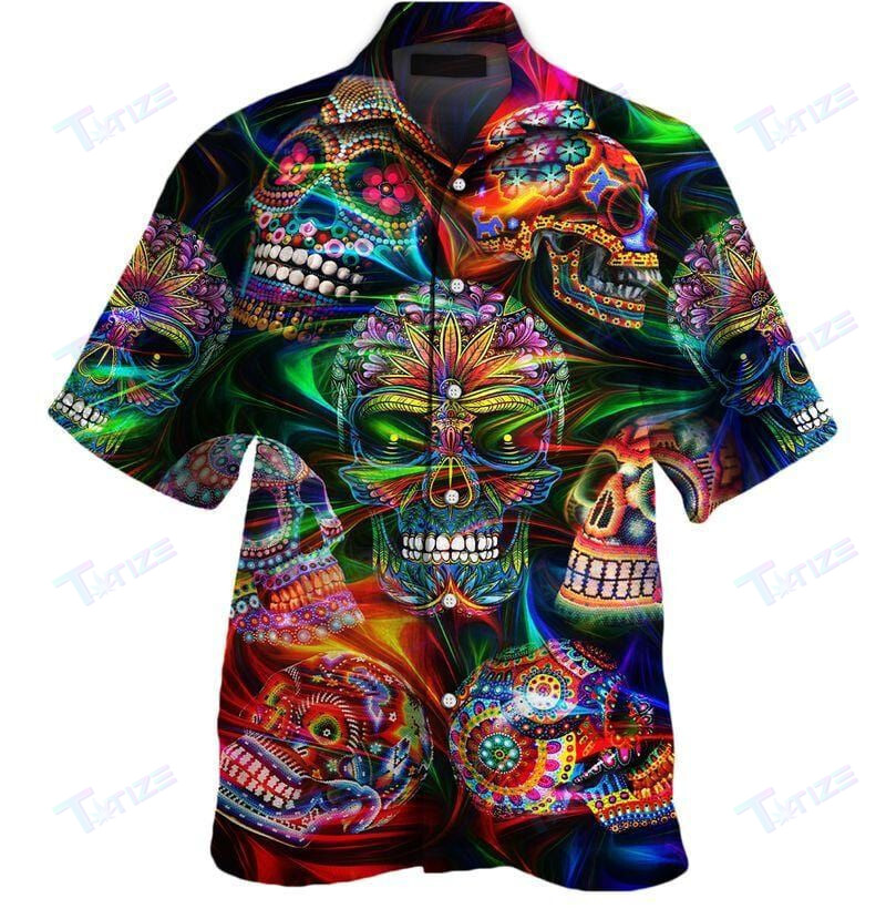 Amazing Sugar Skull All Over Printed Hawaii Shirt Size S Ha56412