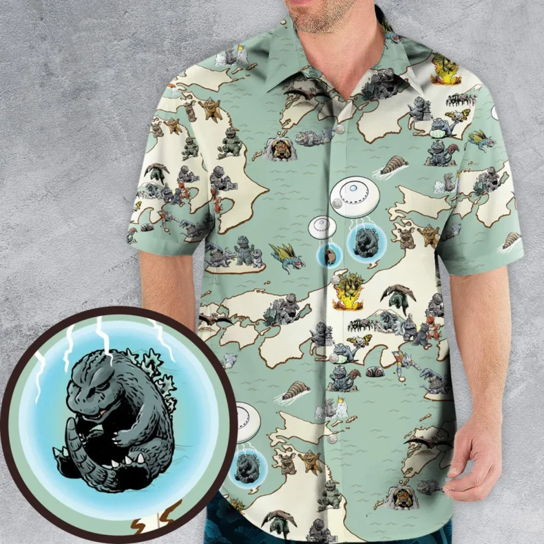 Godzilla Battle History 1954 -1975 Hawaiian Shirt