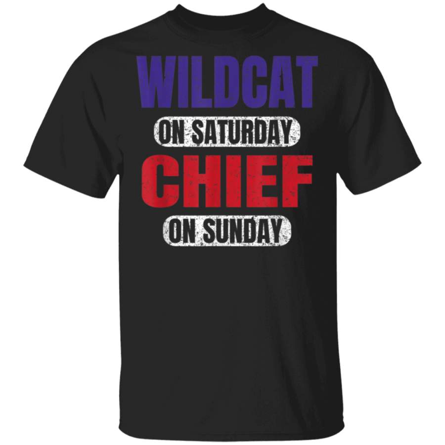 Wildcat on Saturday Chief on Sunday Kansas City Gift Funny TShirt Kansas City Football T-Shirt