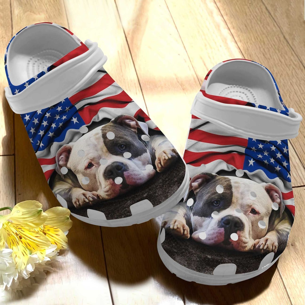 Dog Personalized Clog, Custom Name, Text Pitbull Dog Flag, Fashion Style For Women, Men, Kid, Print 3D