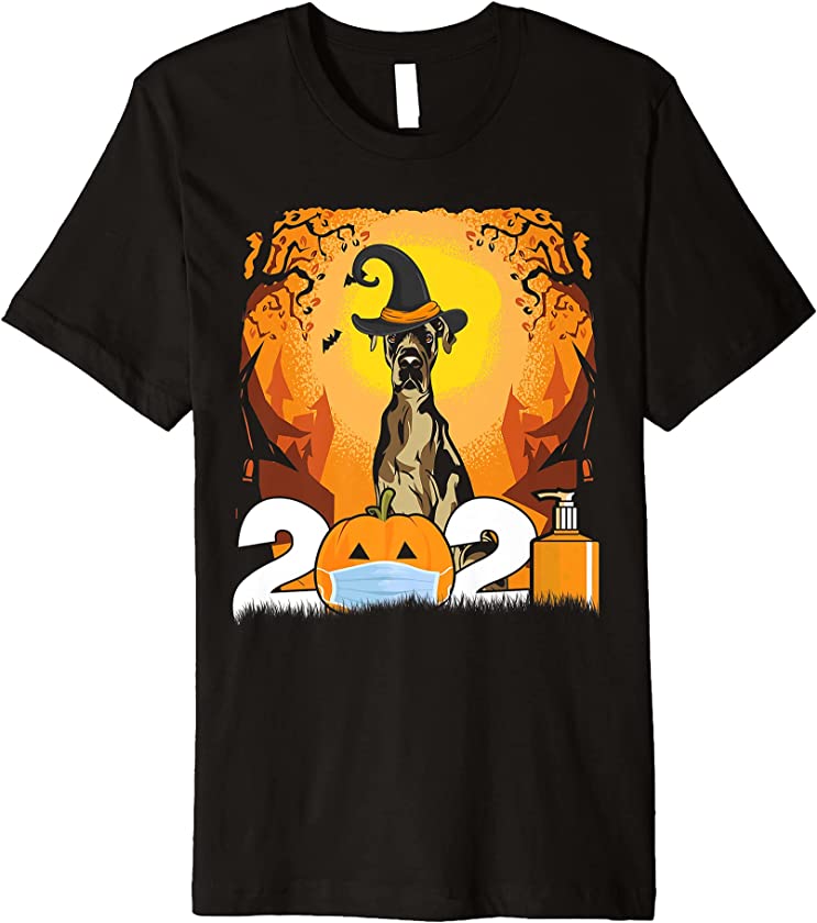 Dog Dane Witch Hat Funny Halloween 2021 Puppy Lover Premium T-Shirt