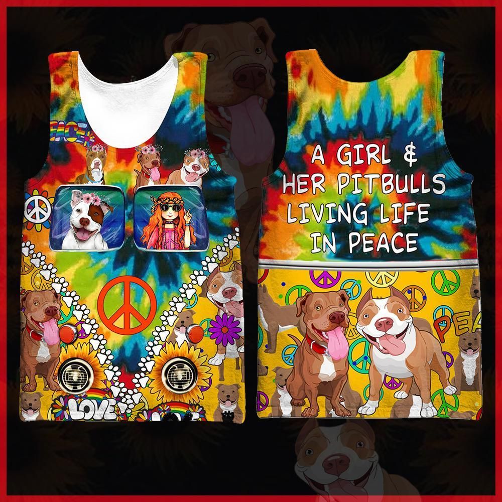 A Girl and her Pitbulls  All Over Printed Shirts 041003