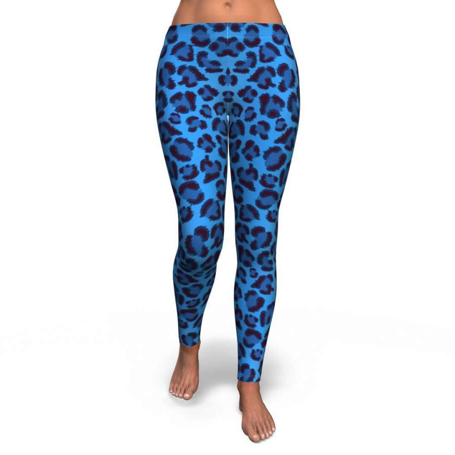 Blue Cheetah Leopard Pattern Print Pattern Women Leggings