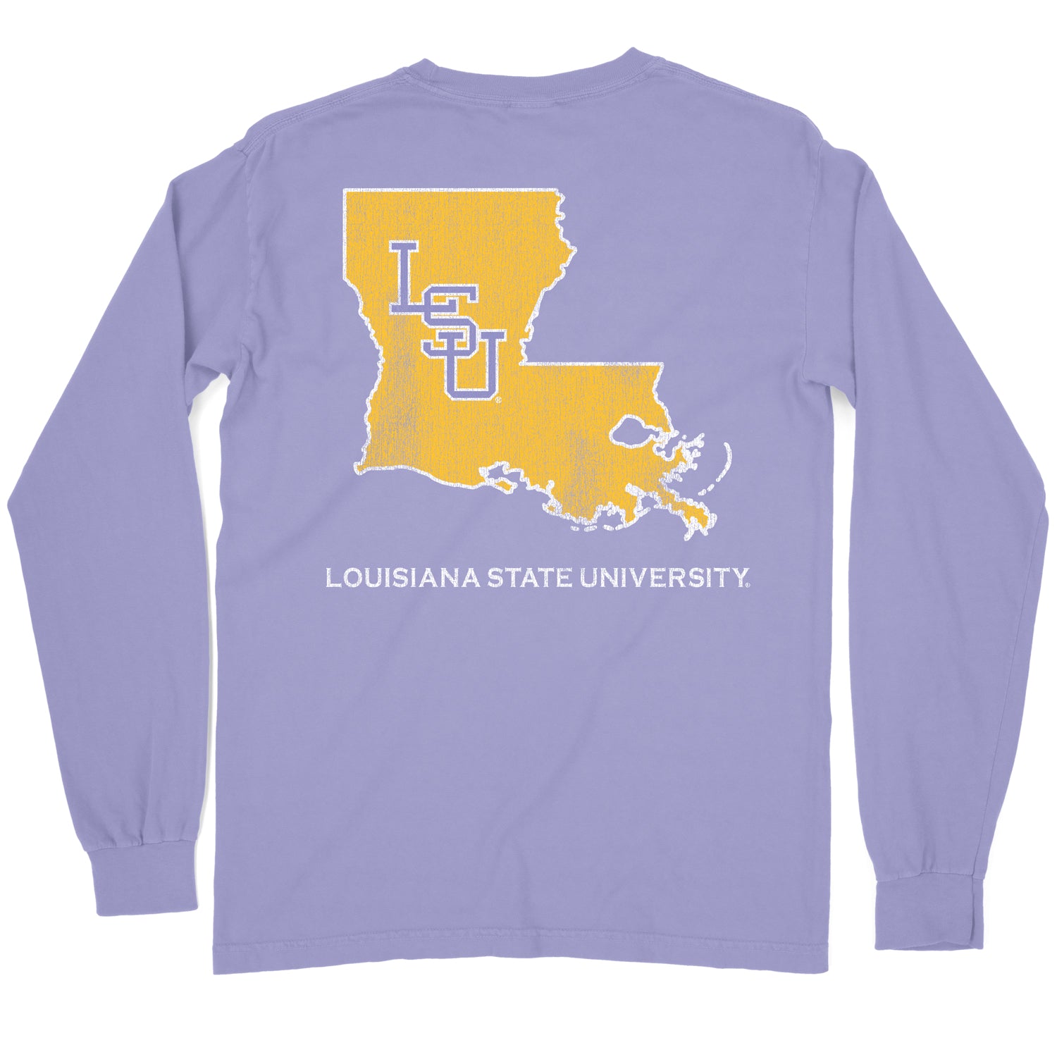 B&B Dry Goods Lsu Tigers Interlock Traditions Garment Dyed Long Sleeve Pocket T-Shirt – Violet