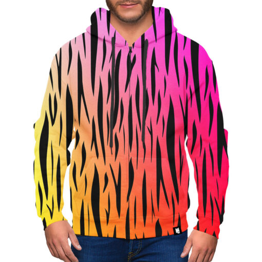 Tiger Print Color Zip-Up Hoodie