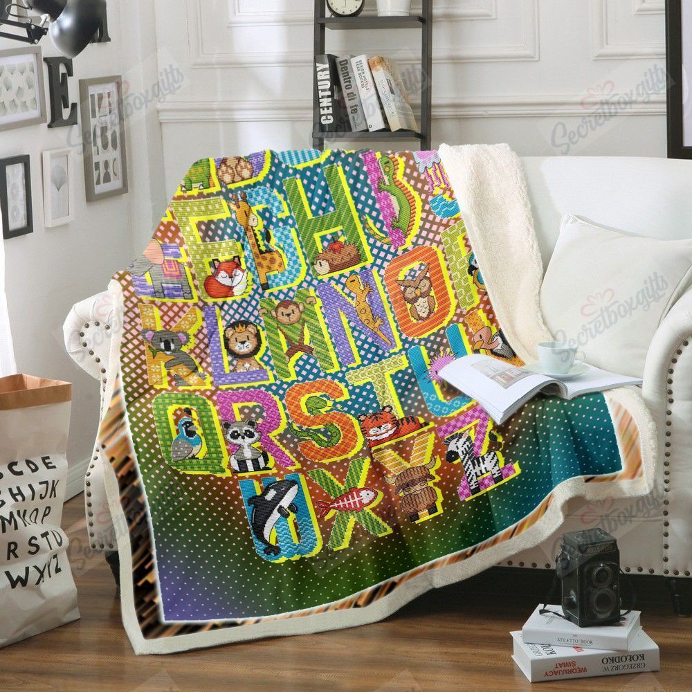 Animal Alphabet Cross Stitch Pattern Gs-Dd1108Qv Fleece Blanket